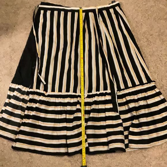 Who What Wear Yellow, Black, White Striped Ruffled Hem Tie Wrap Midi Skirt, Sz 4 - Picture 9 of 9